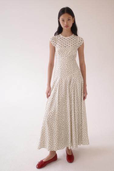 MIDI HALTER NECK DRESS WITH DOTS - Black / White by Zara