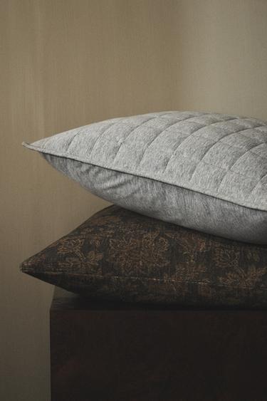 Zara GRAY MELANGE JERSEY PILLOW SHAM FOR QUILT - Light gray