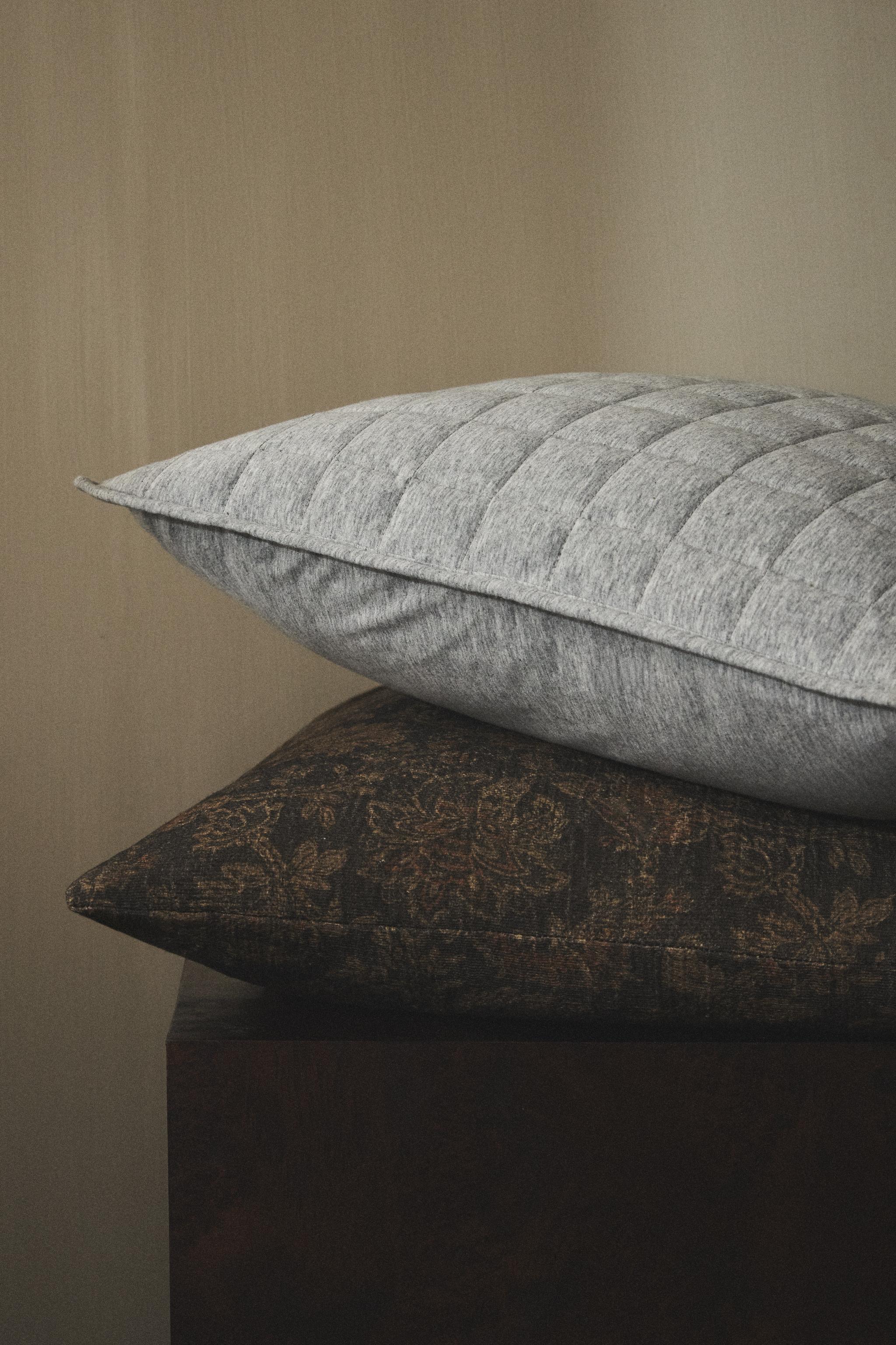 HOUSSE DE COUSSIN D'ÉDREDON EN JERSEY MÉLANGÉ GRIS