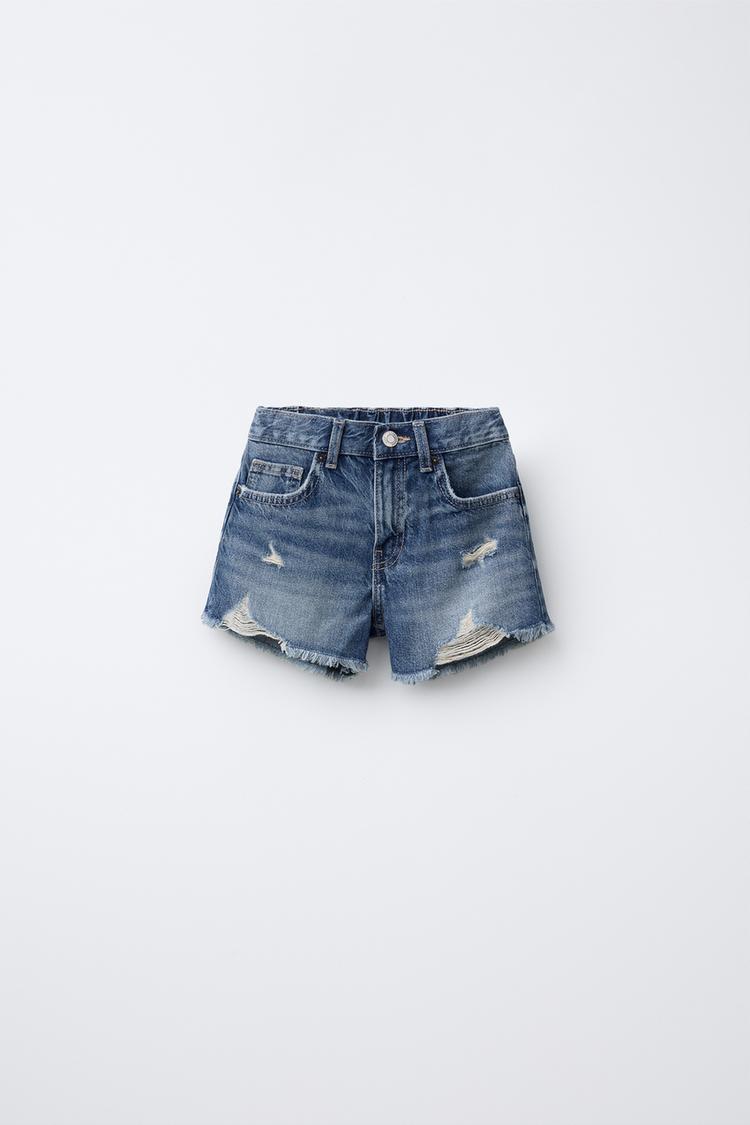 ダメージ デニム バミューダパンツ - ブルー | ZARA Japan / 日本