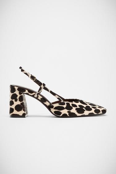 SAPATO DE COURO COM ESTAMPA SEM CALCANHAR - Multicolor da Zara