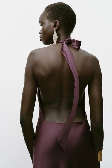 ROBE MIDI SATINÉE DOS NU - Bordeaux de Zara - Image 5
