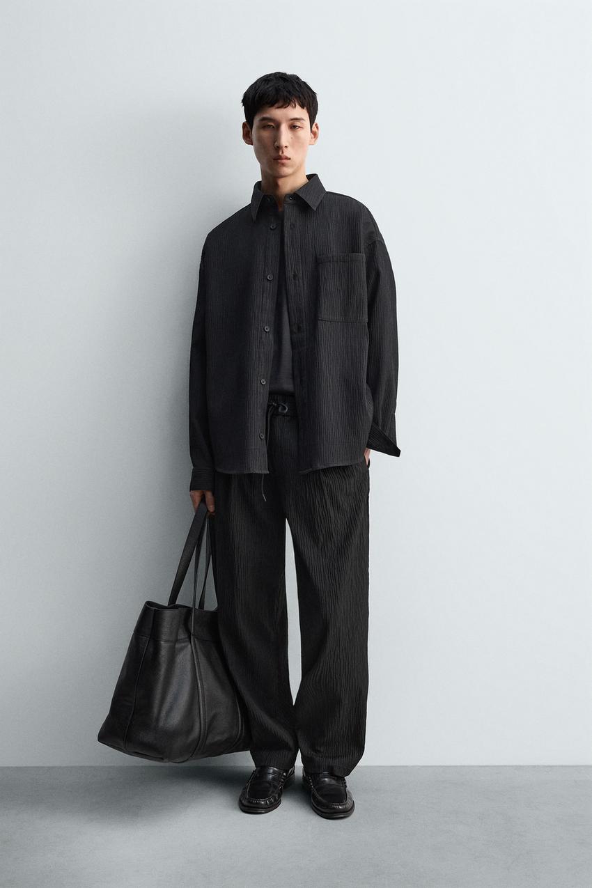 レリーフリラックスフィットパンツ - ブラック | ZARA Japan / 日本