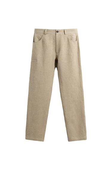 Zara 100% LINEN BALLOON FIT PANTS LIMITED EDITION - taupe brown