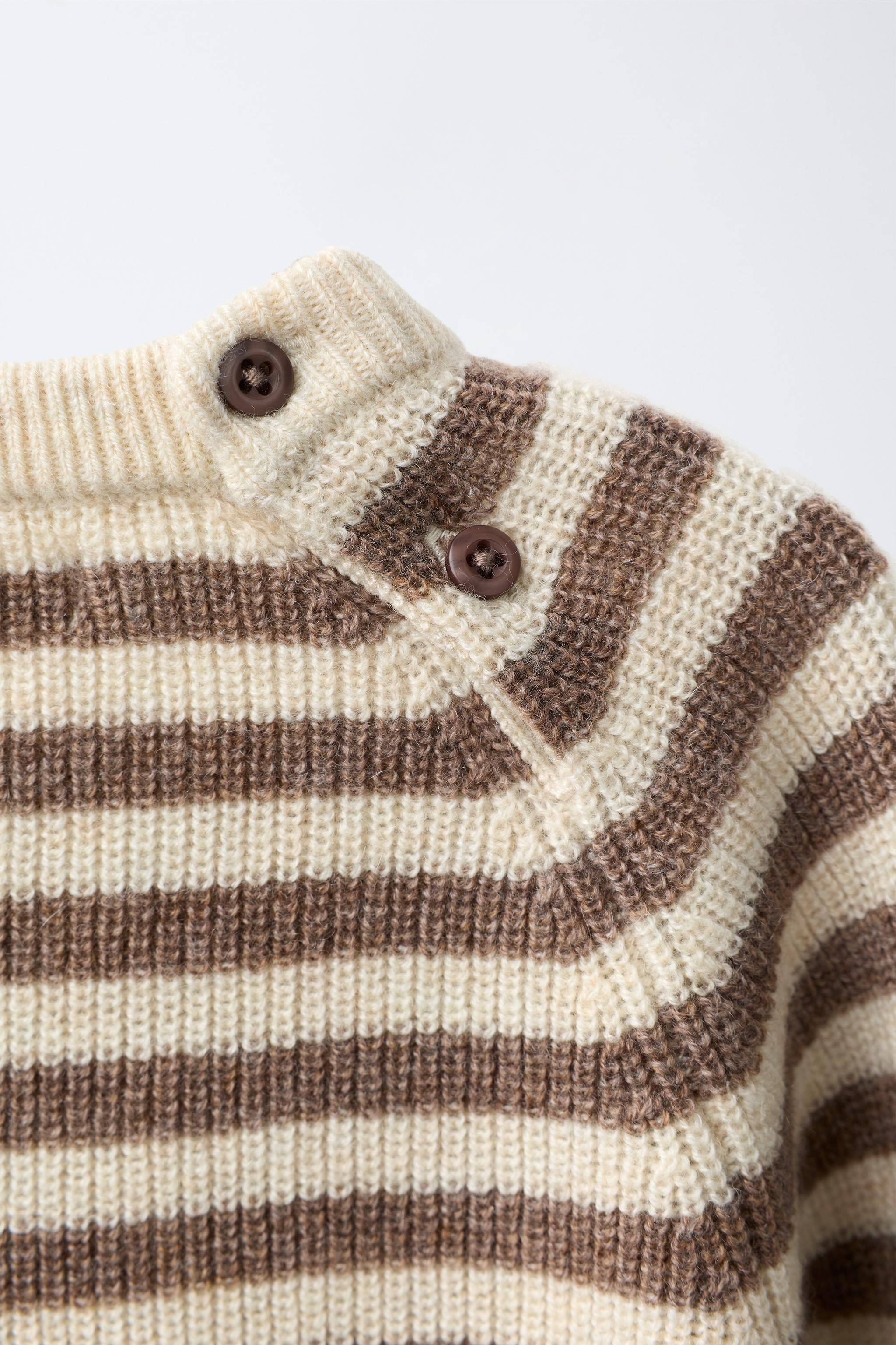 STRIPED WOOL AND CASHMERE KNIT SWEATER