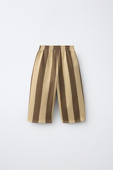STRIPED BALLOON PANTS — Sand 2