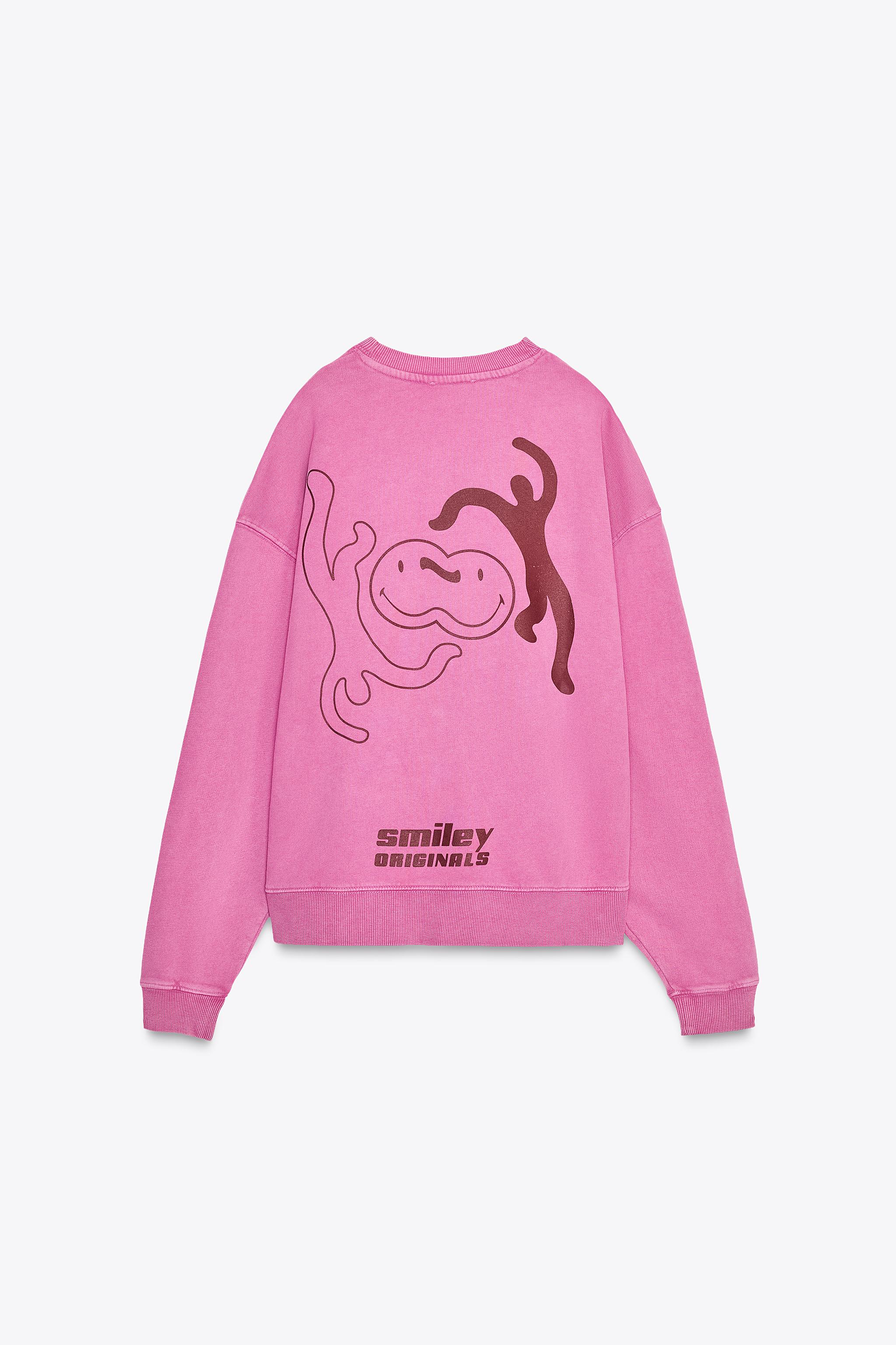 スマイル SMILEY® WASHED EFFECT SWEATSHIRT - Pink | ZARA United States