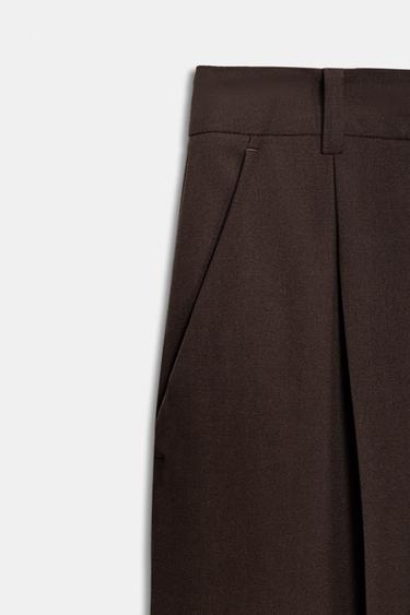 STRAIGHT-LEG DARTED TROUSERS - Brown by Zara - Image 9