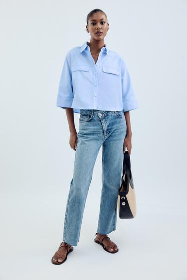 Zara SHORT OXFORD SHIRT - Light blue - Image 0
