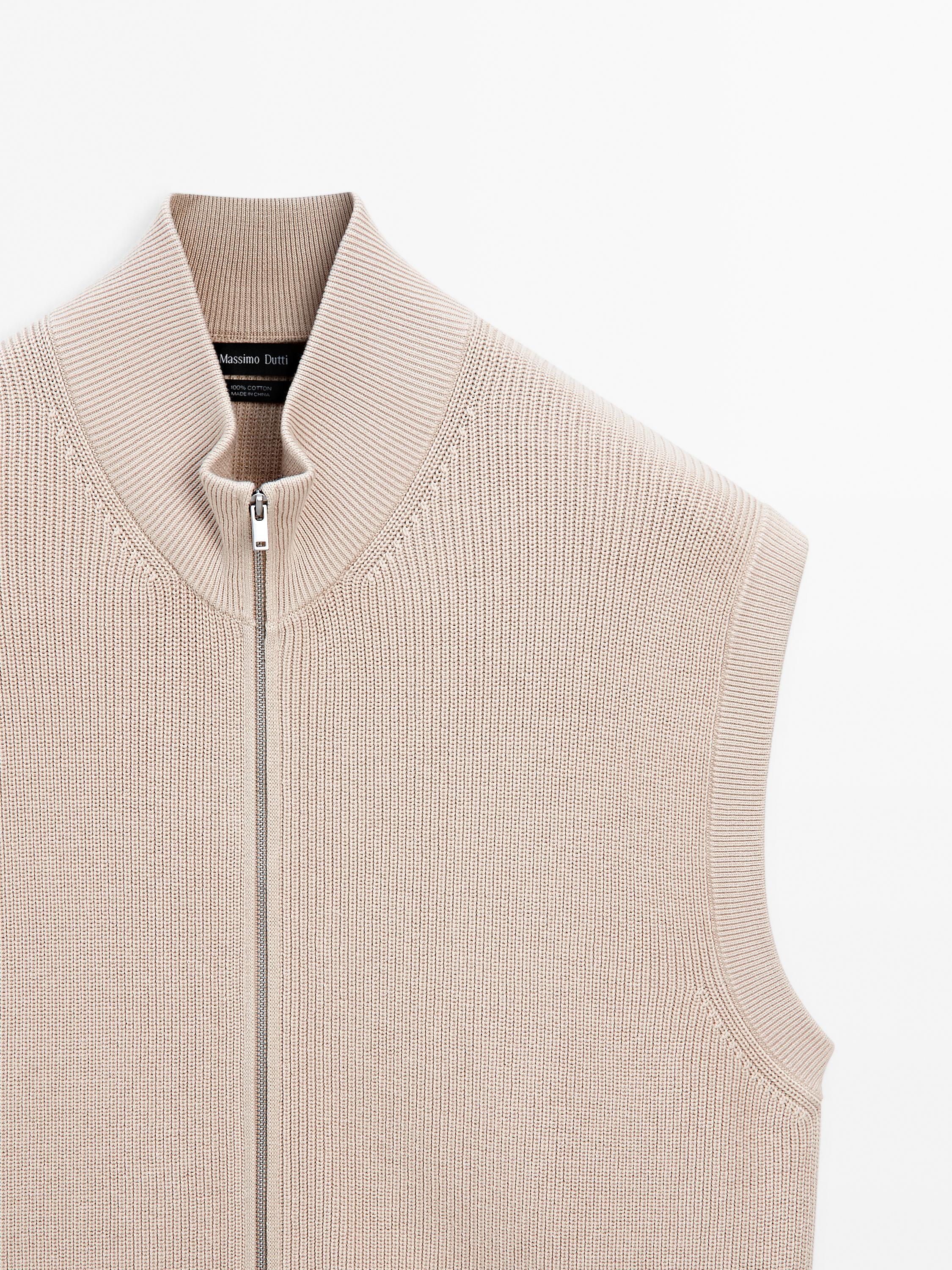 Veste sans manches en maille de coton à fermeture Éclair