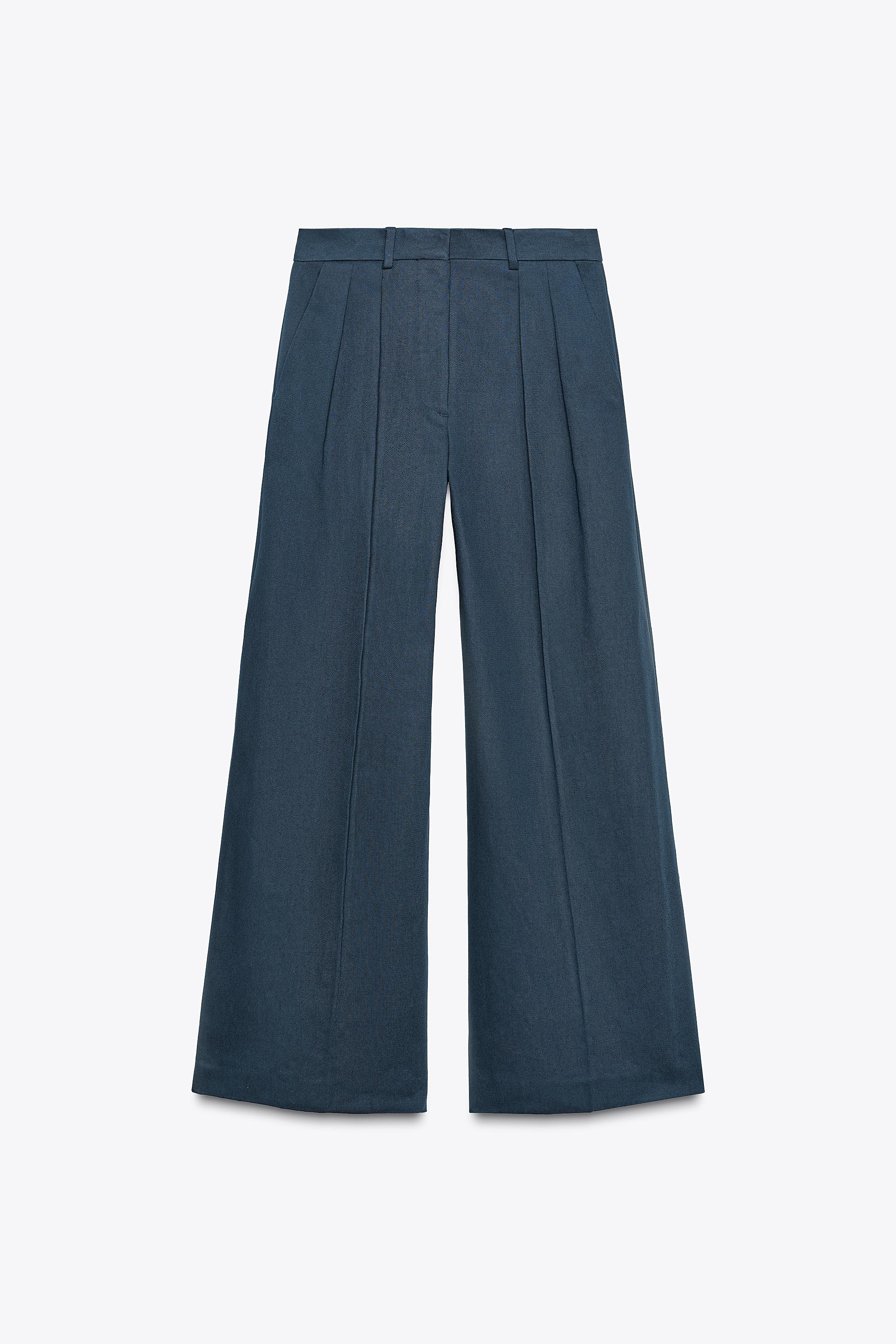 ZW COLLECTION PLEATED PANTS - Navy blue | ZARA United States