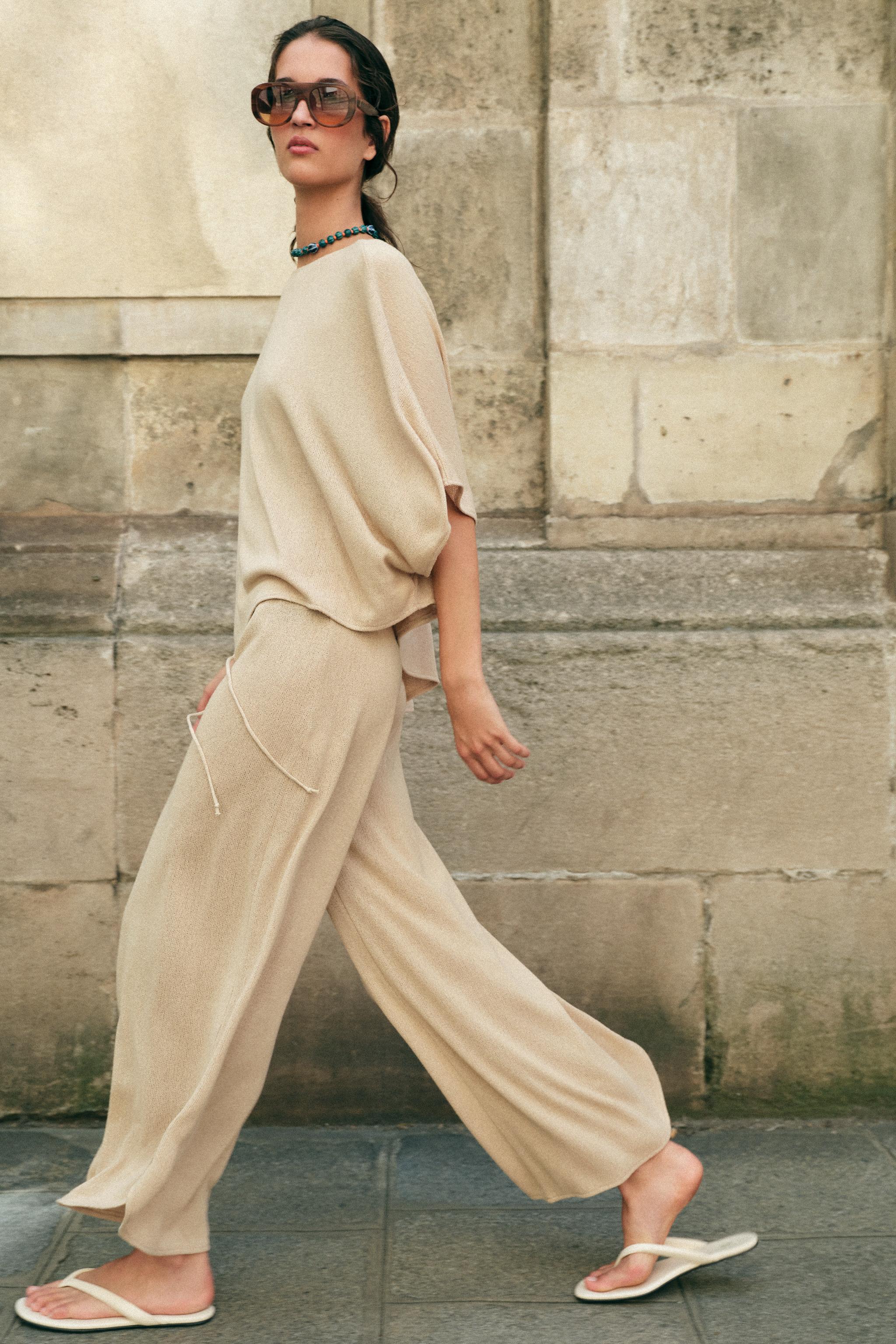 RUSTIC PANTS WITH VENTS — Light beige
