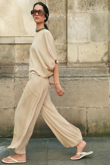 RUSTIC TROUSERS WITH VENTS - Light beige by Zara