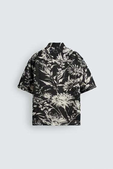 RELAXED FIT FLORAL PRINT SHIRT - Black by Zara - Image 7