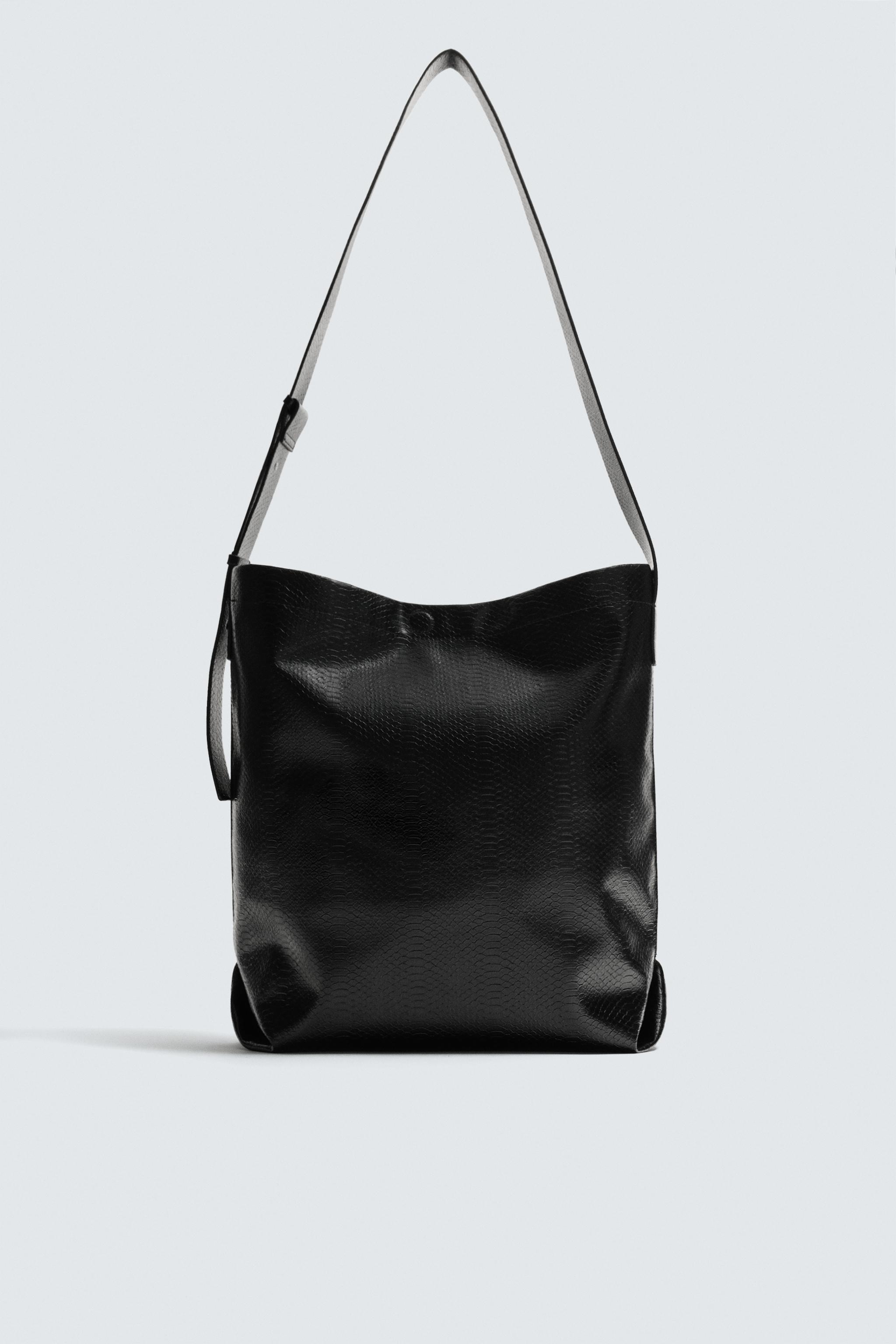 CROCODILE EMBOSSED SHOPPER BAG - Black | ZARA United States