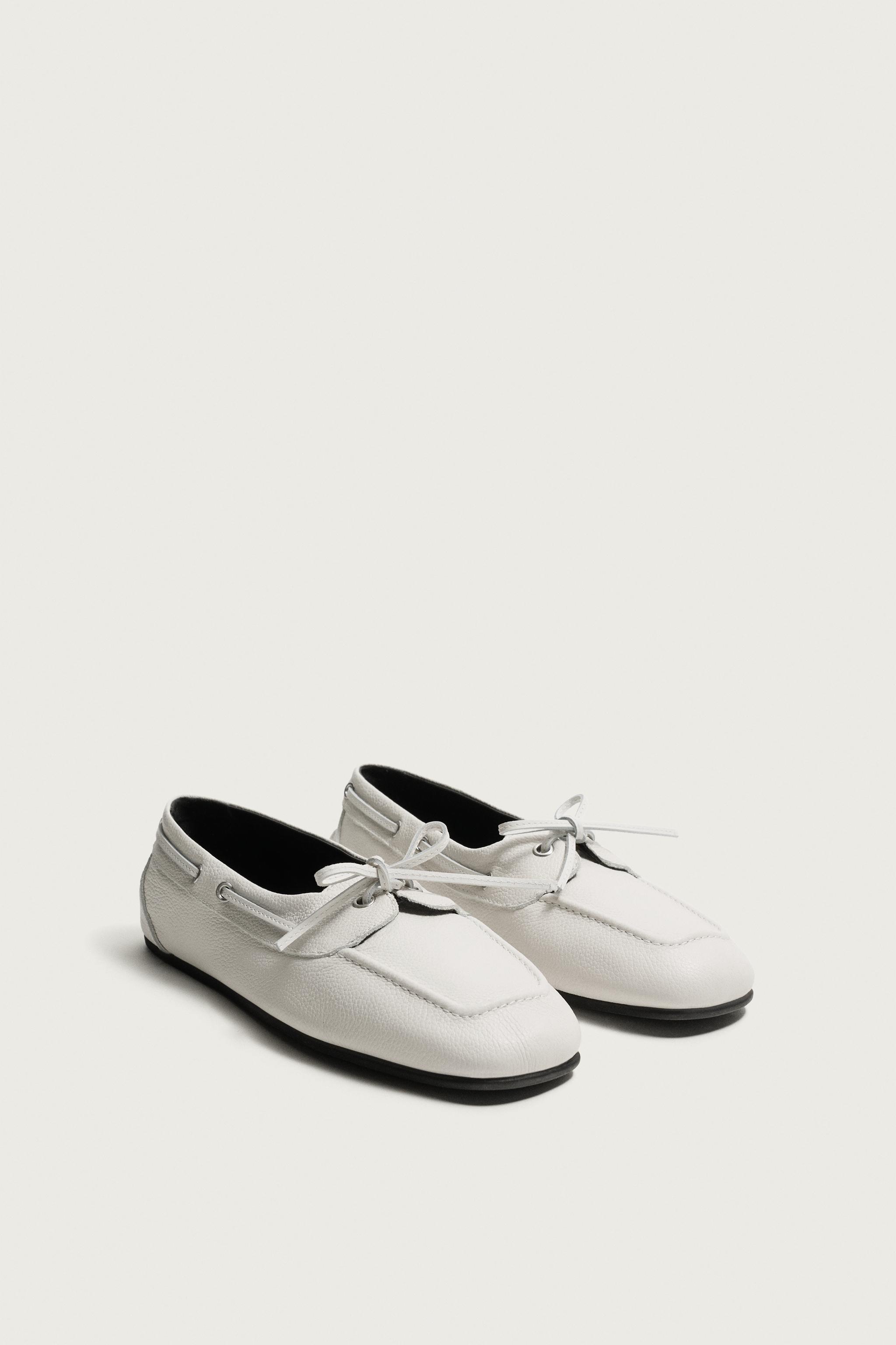 LEATHER BOAT SHOES — Off White (alternate view)