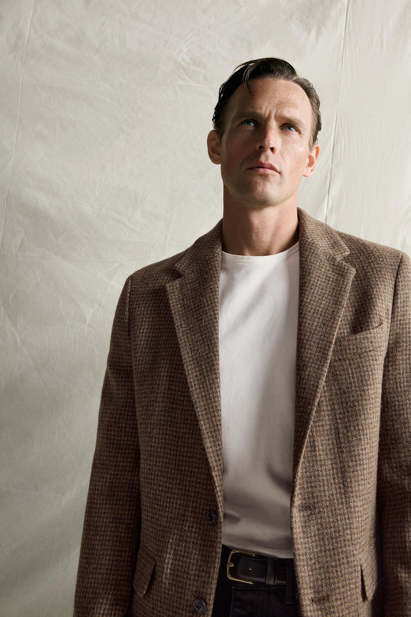 Мужской пиджак Zara Regular Fit Houndstooth Suit Blazer, цвет: Коричневый — фото 5