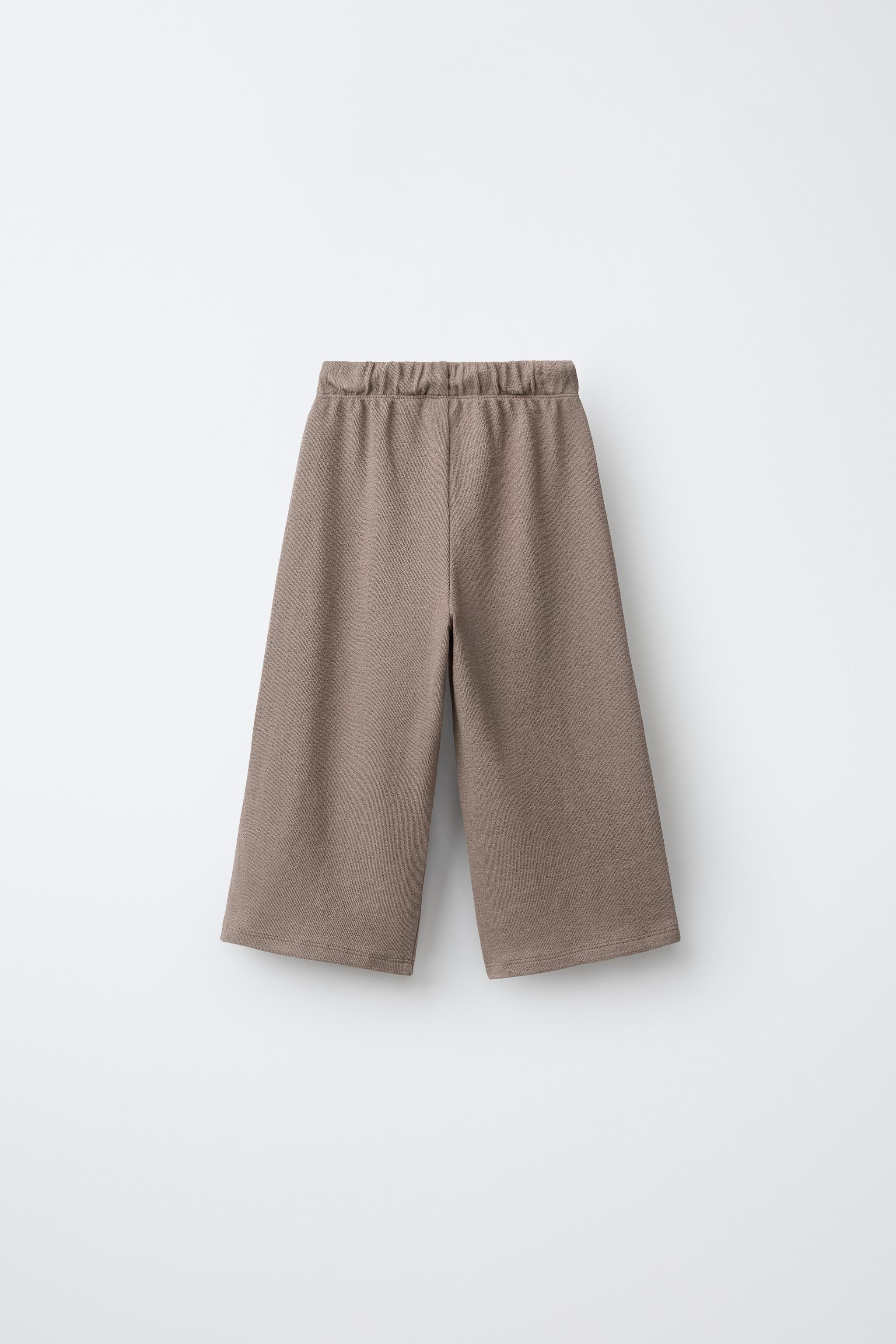 TEXTURED WIDE LEG TROUSERS — Taupe gray (alternate view)