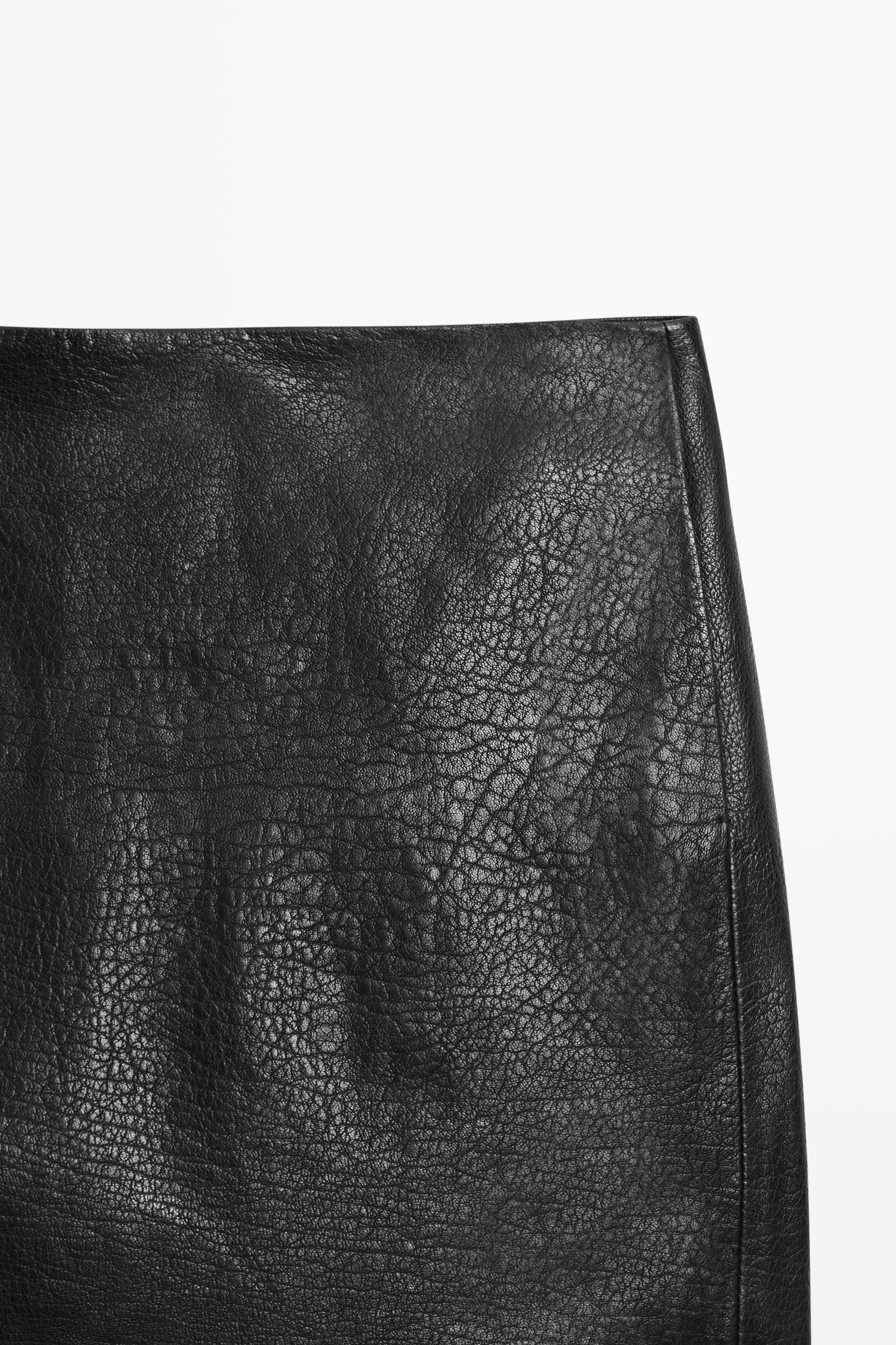 Nappa leather mini skirt