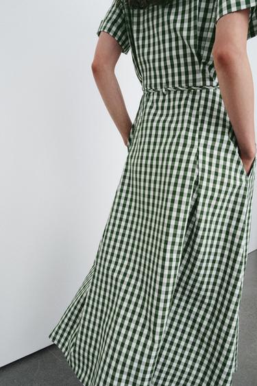 GINGHAM SHIRT DRESS ZW COLLECTION - Green by Zara - Image 2