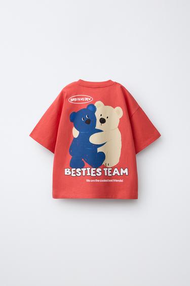 T-SHIRT IMPRIMÉ OURS - Rouge / Corail de Zara - Image 1