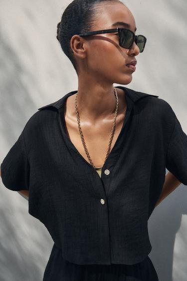 SHORT SLEEVE SHIRT - Black by Zara