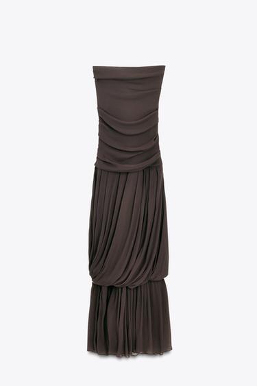 ROBE LONGUE BUSTIER DRAPÉE LIMITED EDITION - Marron de Zara - Image 4