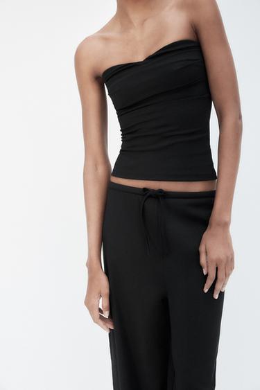HAUT BUSTIER À TEXTURE - Noir de Zara - Image 1