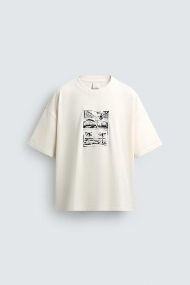 EMBROIDERED PALM TREE T-SHIRT - Ecru by Zara