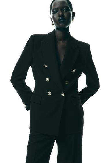 BLAZER JUSTO CRUZADO - Preto da Zara