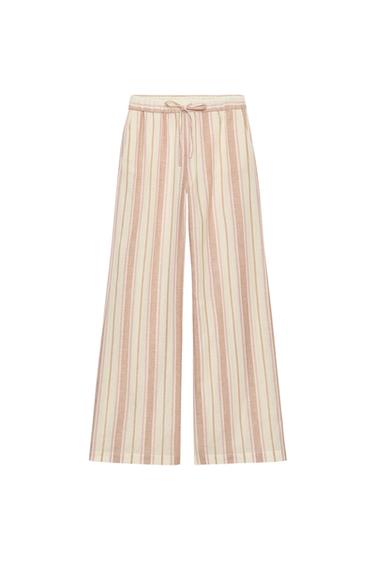 WEITE HOSE MIT STREIFEN UND METALLIC-GARN - Bunt von Zara