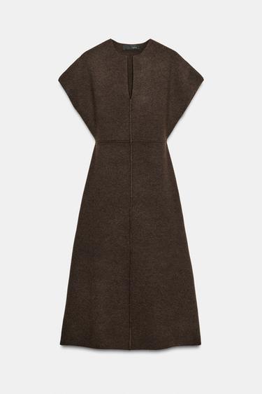 Zara KNIT MIDI DRESS - Brown