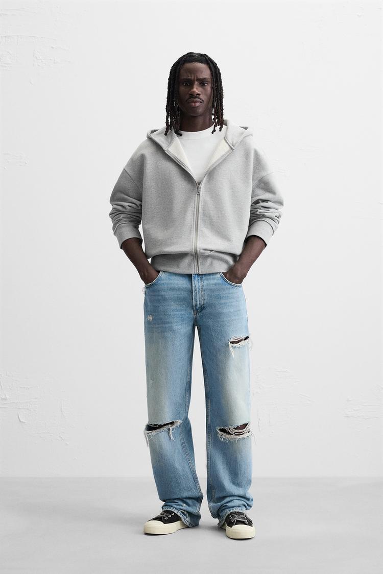 BLUE FRENCH TERRY PANTS WITH POCKETS, RELAXED FIT,BABY