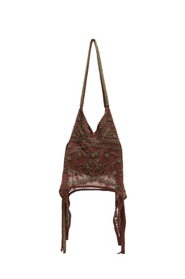 RHINESTONE BUCKET BAG - Burgundy Red by Zara