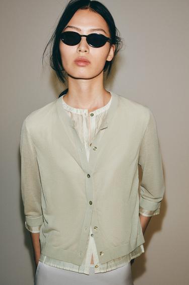 GIACCA IN MAGLIA COMBINATA - Grigio perla di Zara