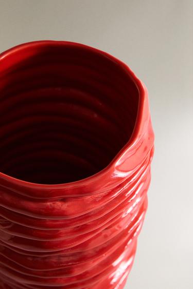 VASE CÉRAMIQUE ONDULÉ X COLLAGERIE - Rouge de Zara - Image 2