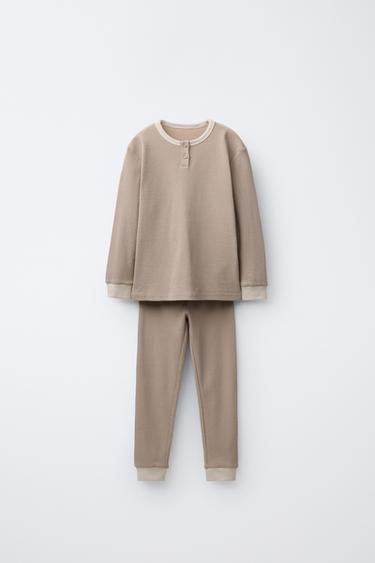 2-6 TAHUN/ PIYAMA RIB KONTRAST - sawo matang dari Zara