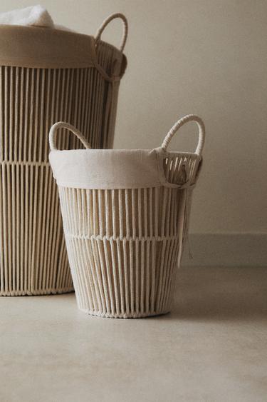 BATHROOM BIN WITH COTTON LINING - Ecru by Zara