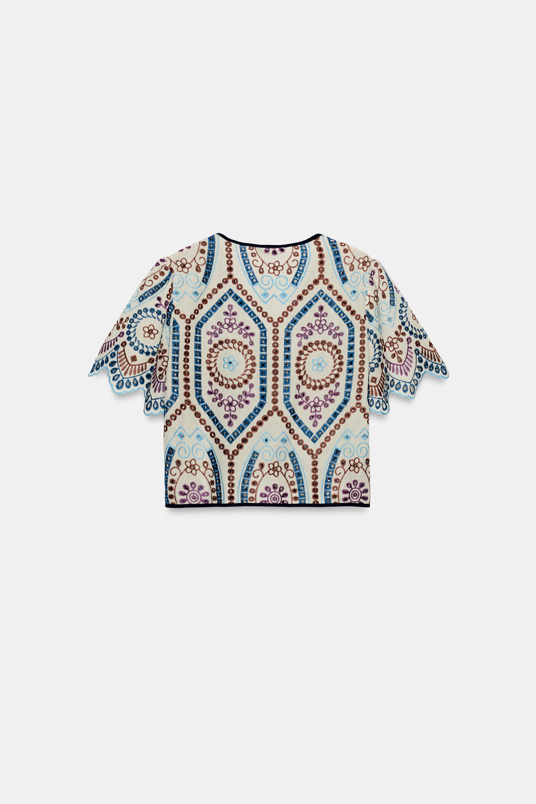 EMBROIDERED EYELET CROP TOP