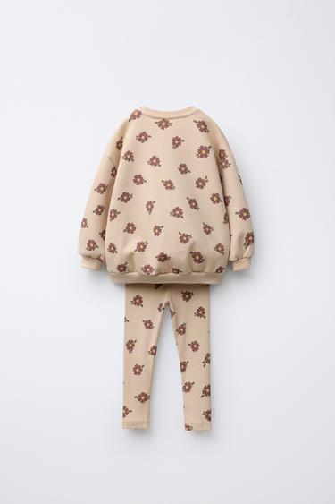 ENSEMBLE SWEAT-SHIRT ET LEGGING CÔTELÉ IMPRIMÉ - Ocre de Zara - Image 1