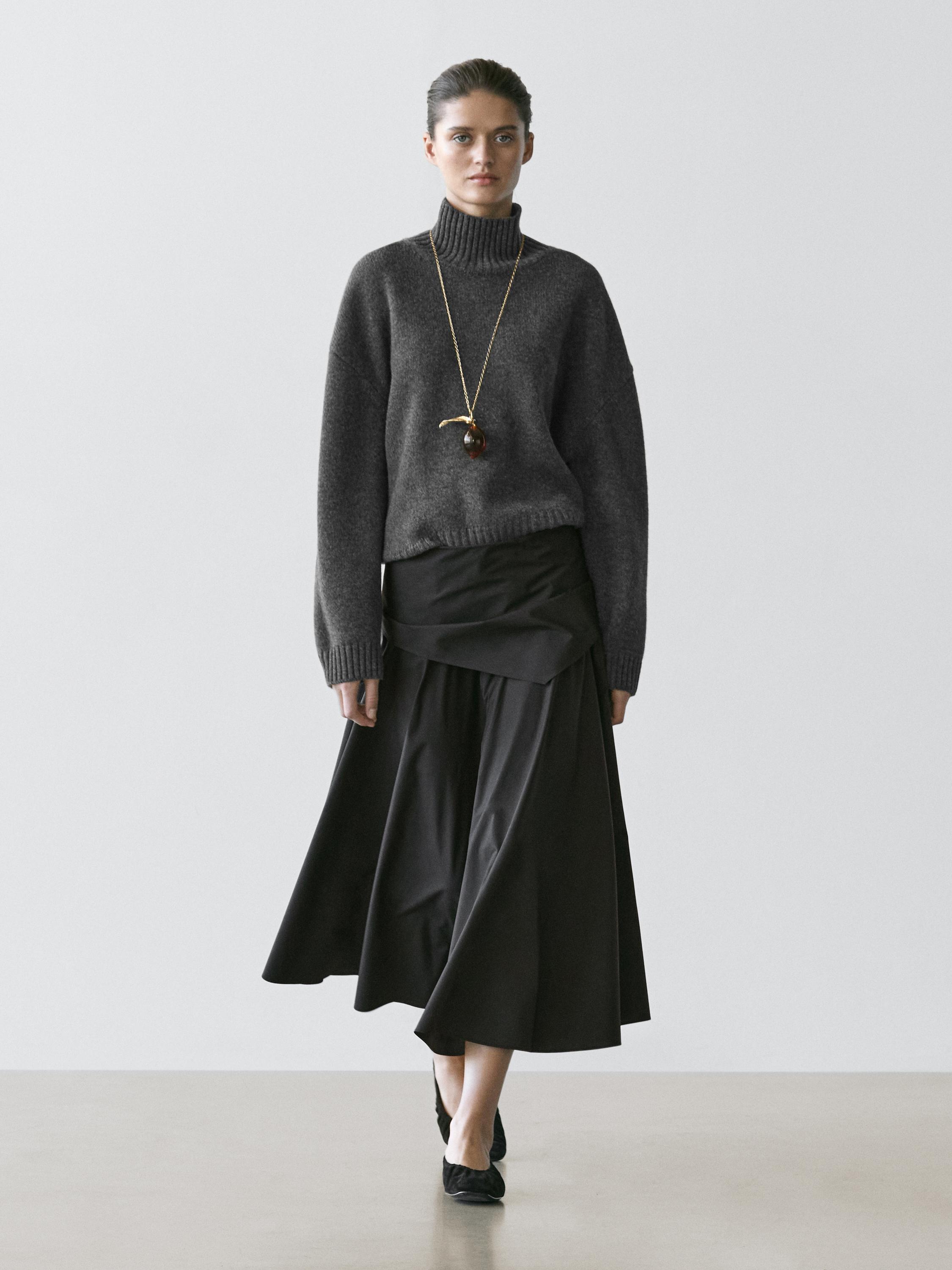 Midi skirt with scarf detail