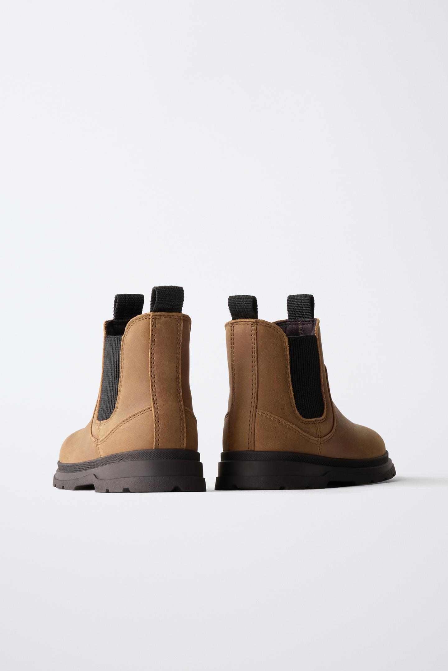Детские ботинки Zara Leather Chelsea, цвет: Тёмный рыжевато-коричневый — фото 6