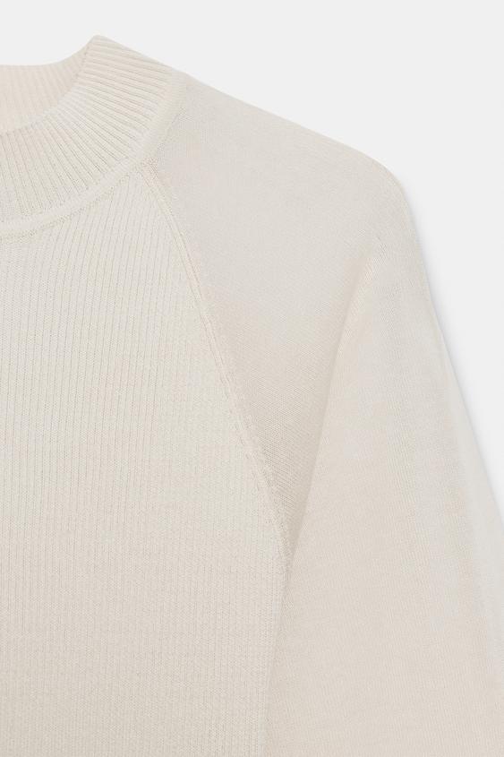 CONTRAST SLEEVE KNIT JUMPER - Pearl grey by Zara - Image 6
