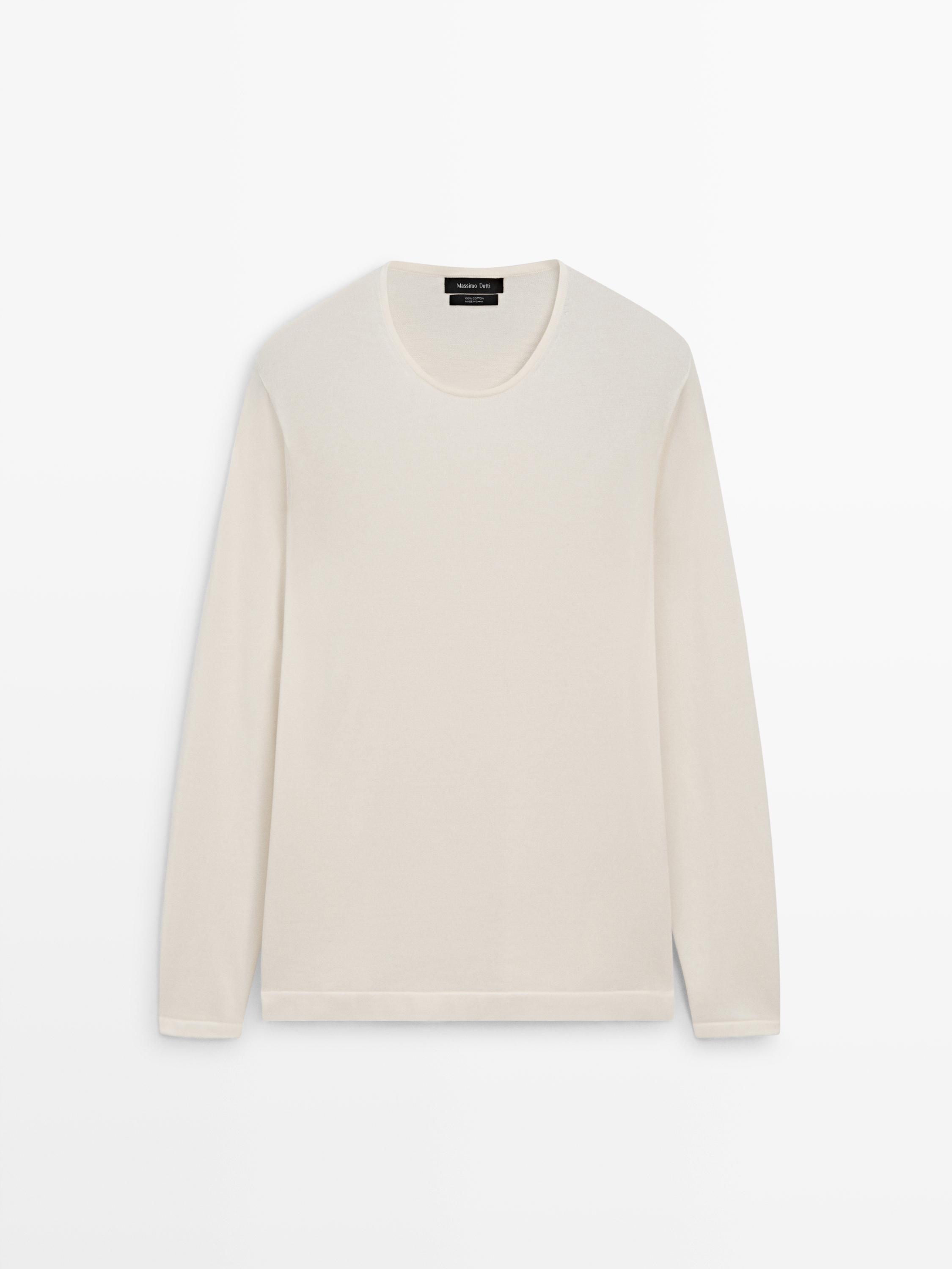 Knit 100% cotton crew neck sweater