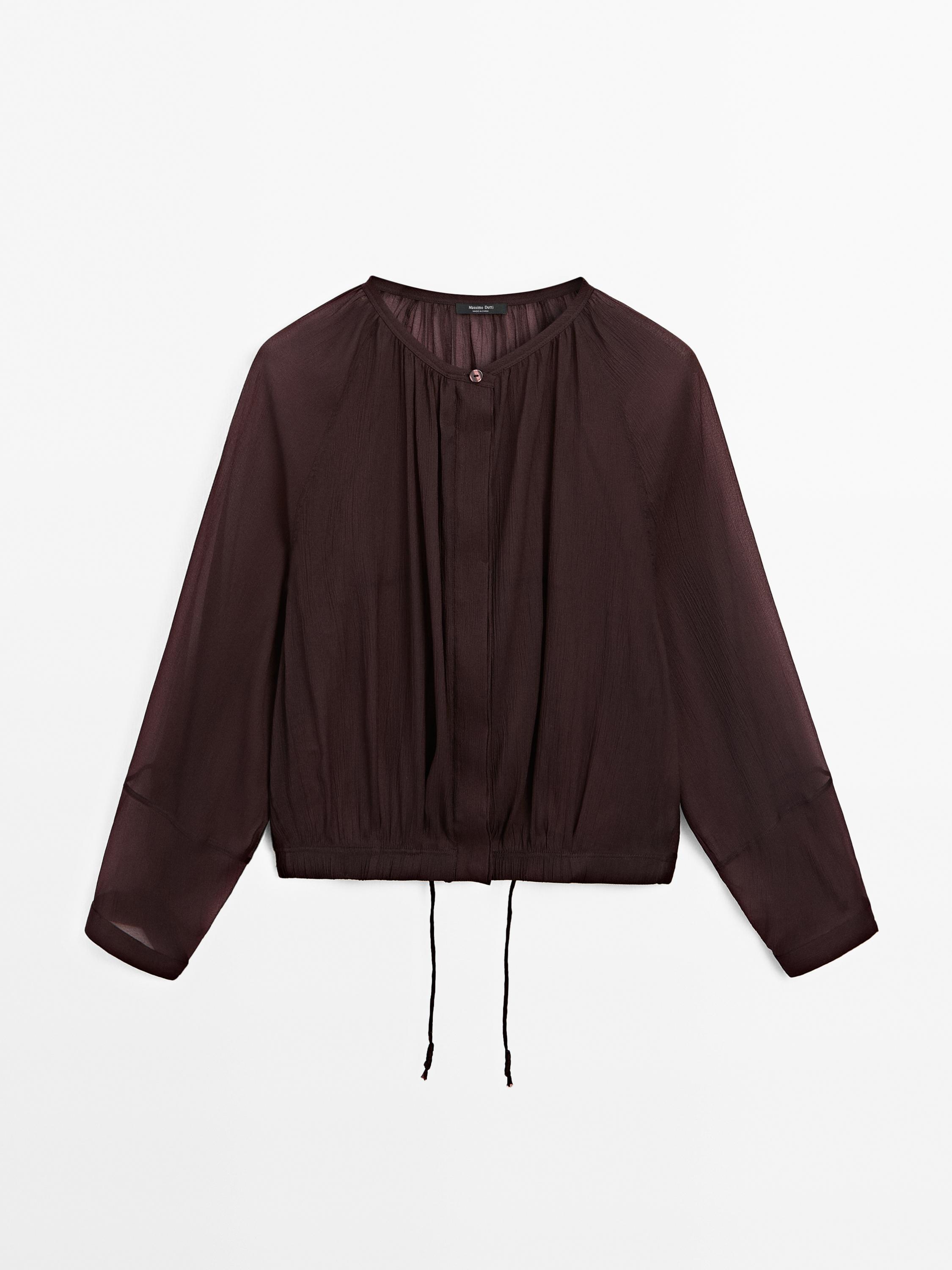 Flowing semi-sheer bomber jacket - Khaki | ZARA United States