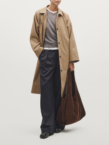 Zara Split leather maxi tote bag - Mink - Image 0