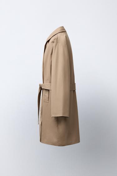 LONG TRENCH COAT WITH BELT - Beige by Zara - Image 2