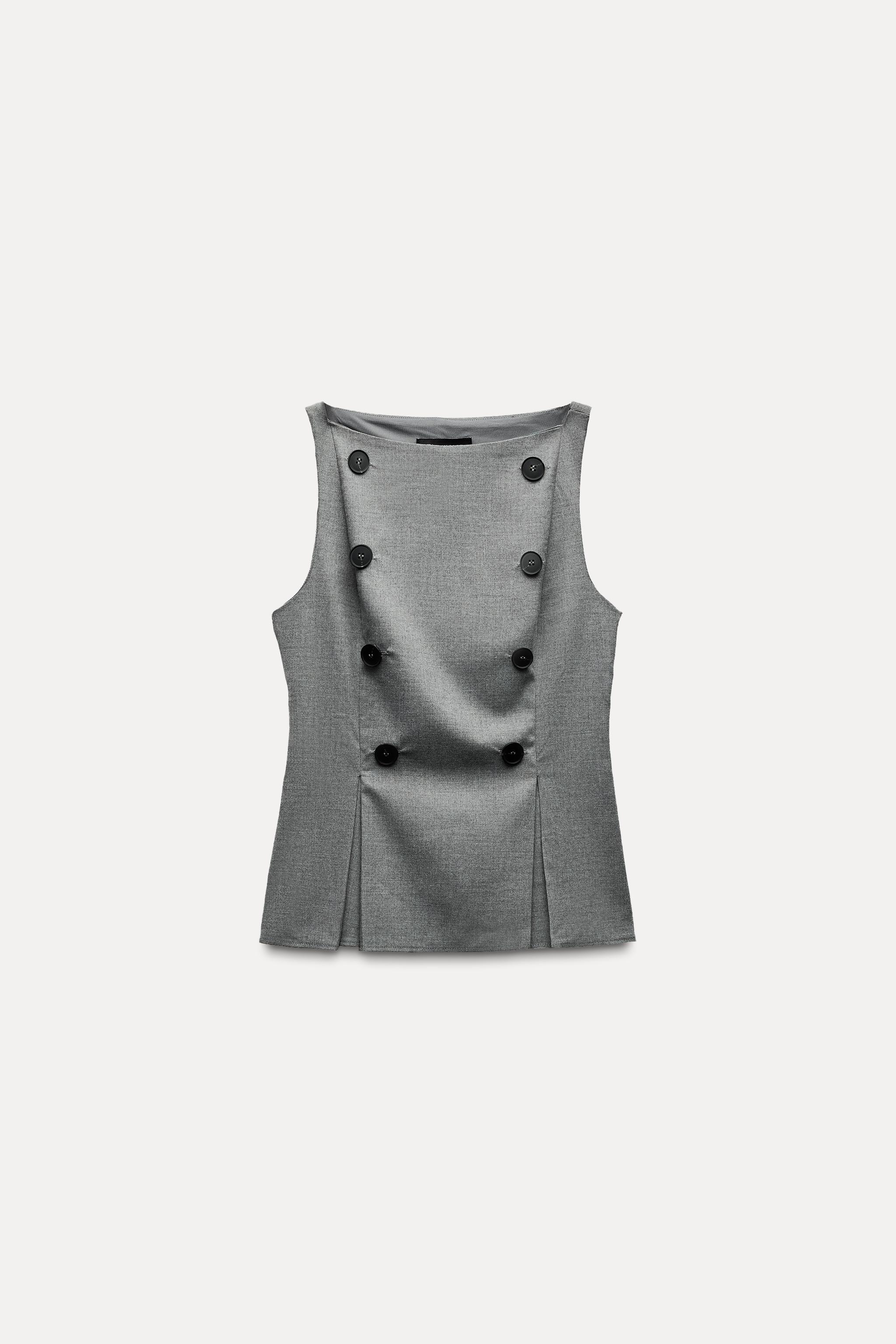 ★ SETUP-EXE★ BOATNECK BUTTON TOP MELANGE GREY AW020SETUP BOAT NECK BUTTON TOP - Grey marl | ZARA South Africa
