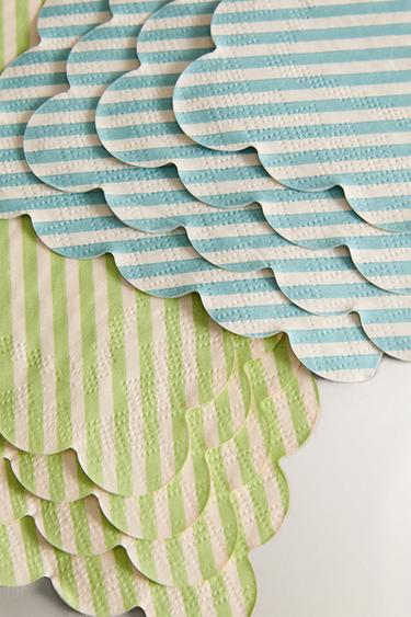 LOT SERVIETTES DE TABLE PAPIER RAYURES (LOT DE 30) - Vert / Bleu de Zara - Image 4