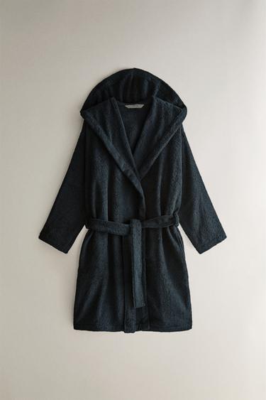 HOODED BATHROBE (360 GXM²) - Navy blue by Zara
